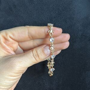 Elegant 14K Gold Plated and Silver Teddy Bear Bracelet